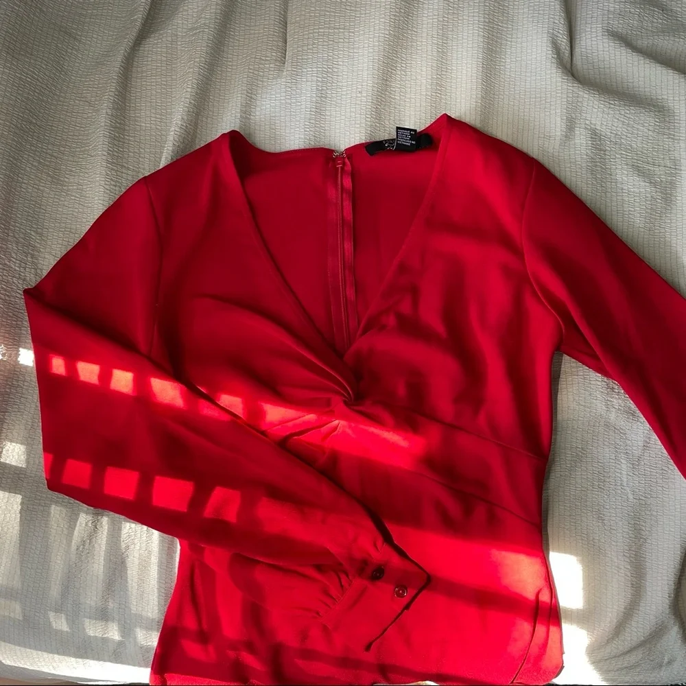 Twist Front Red Cocktail Dress - Picture 4 of 8
